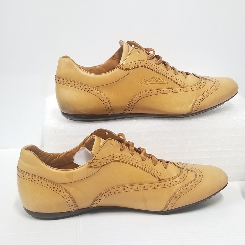 Louis Vuitton Men’s Brown Leather Wing Tipped  Laser cut Low Top dress Sneakers - Picture 8 of 16